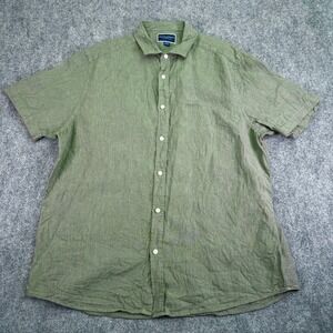 Charles Tyrwhitt Shirt Mens Extra Large Green 100%‎ Linen Classic Fit Button Up